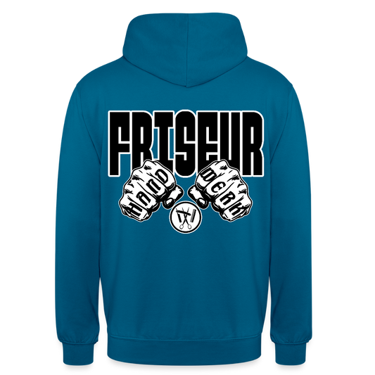 Unisex Hoodie "Friseur" (beidseitig bedruckt) - Tiefseeblau 