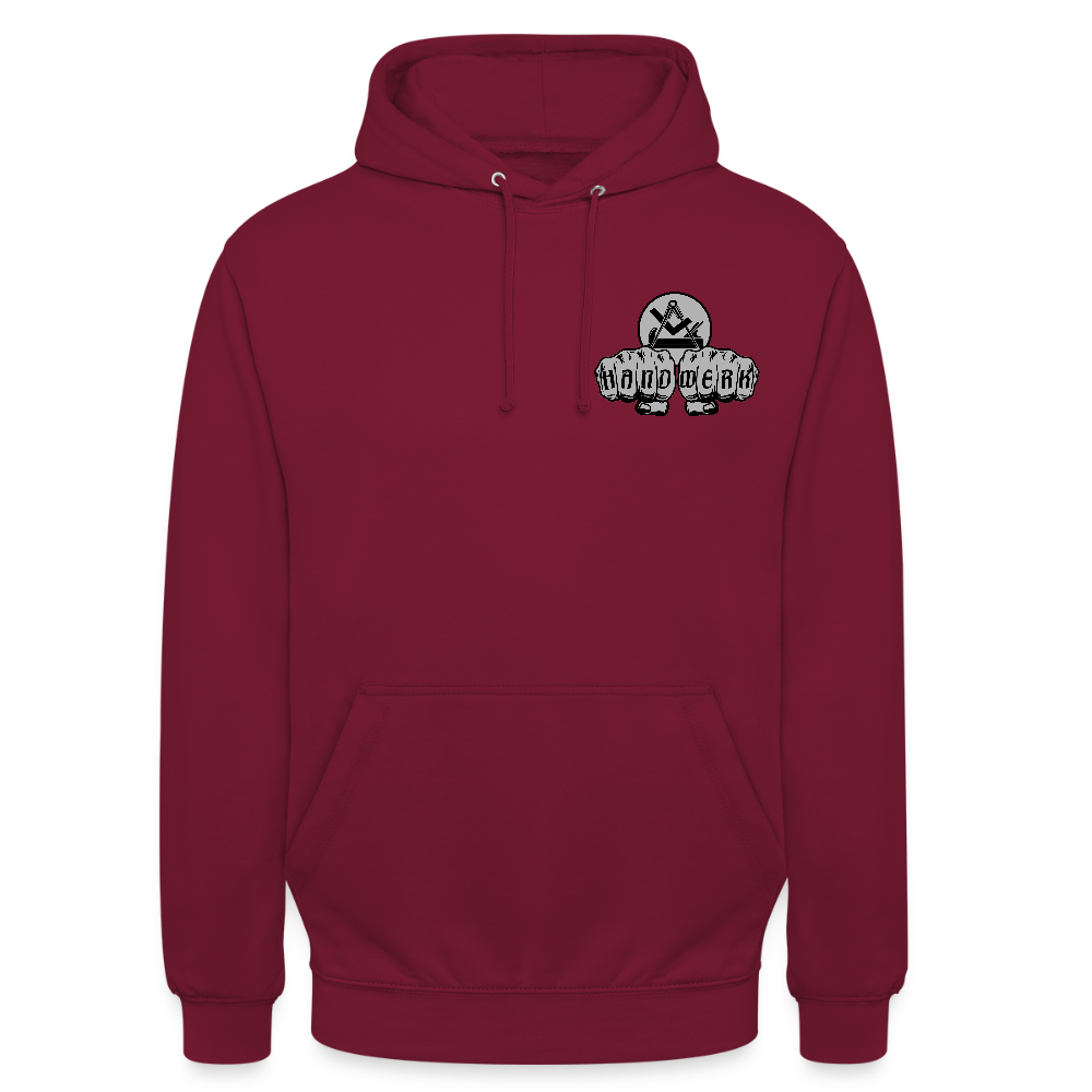 Unisex Hoodie "Schreiner/Tischler" beidseitig bedruckt Bordeaux Unisex Hoodie