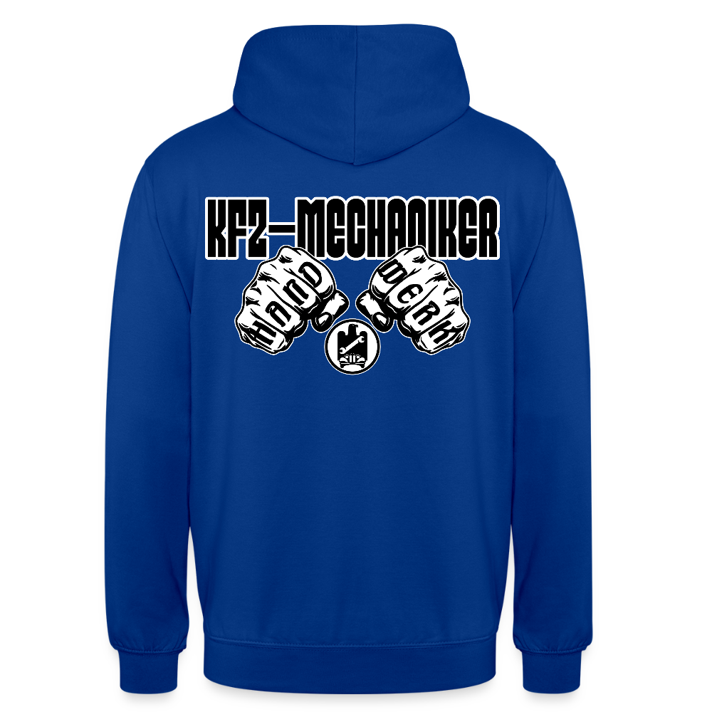 Unisex Hoodie "Mechaniker" (beidseitig bedruckt) Royalblau Unisex Hoodie