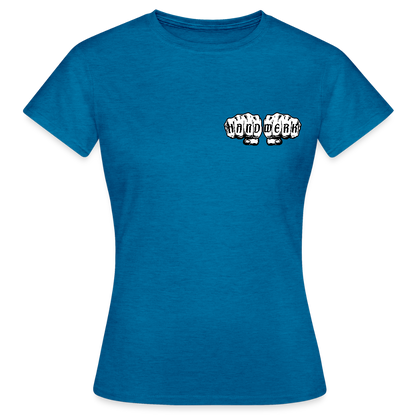 Frauen T-Shirt "Drechsler" (beidseitig bedruckt) - Antikblaues Saphir meliert