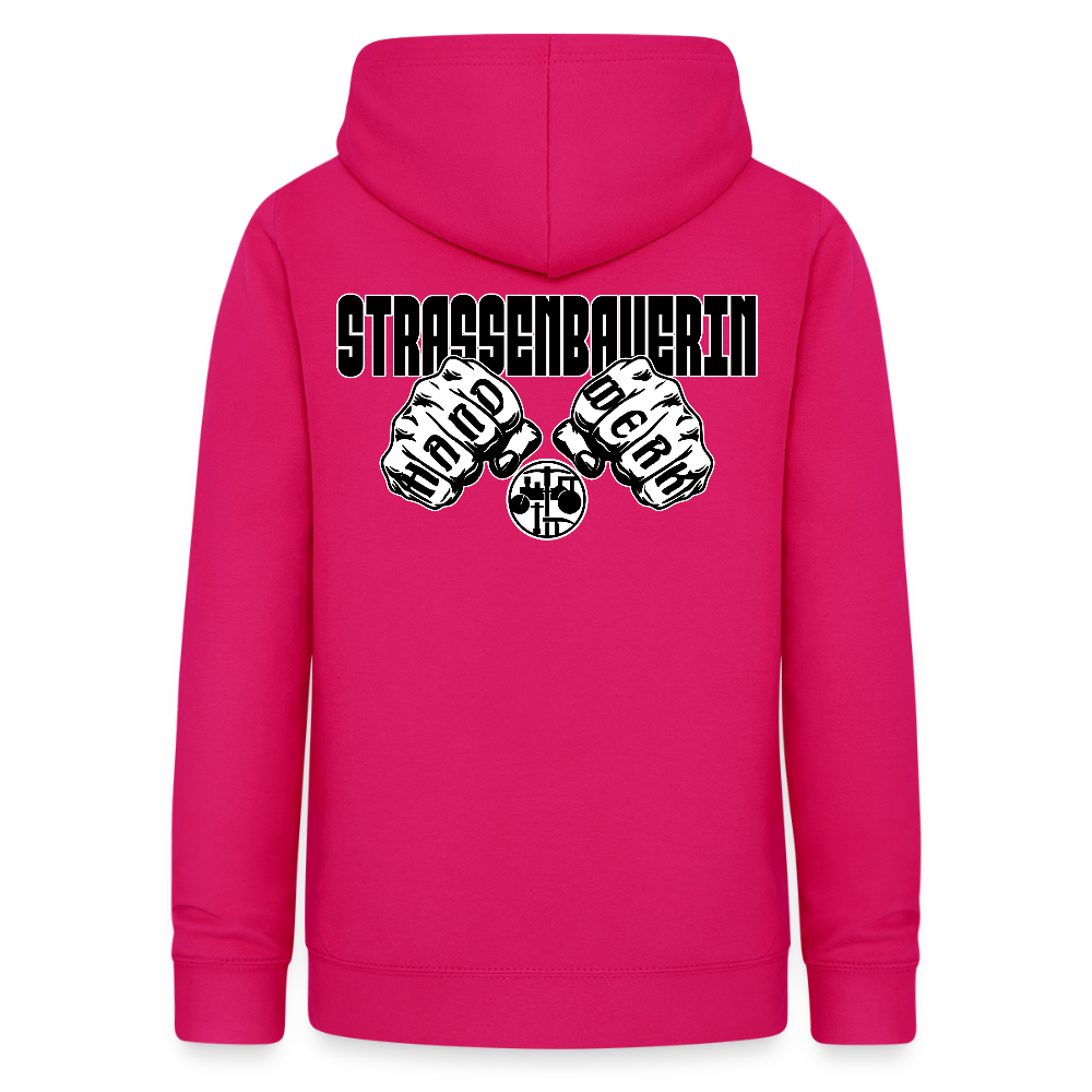 Frauen Hoodie "Strassenbauerin" (beidseitig beruckt) dunkles Pink Frauen Hoodie