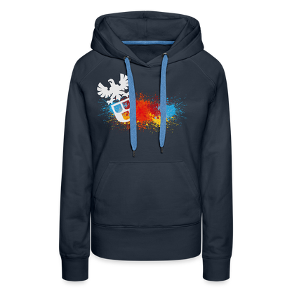Frauen Premium Hoodie "Maler-Splash" Navy Frauen Premium Hoodie