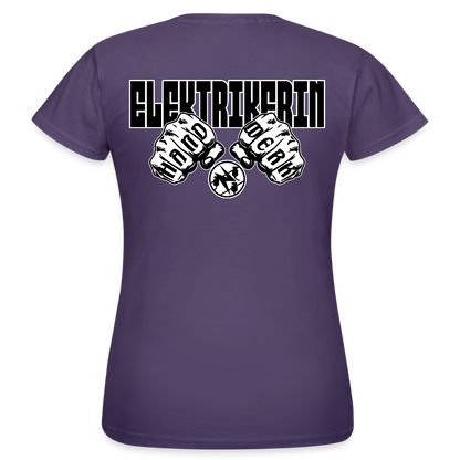 Frauen T-Shirt "Elektrikerin" (beidseitig bedruckt) Dunkellila Frauen T-Shirt
