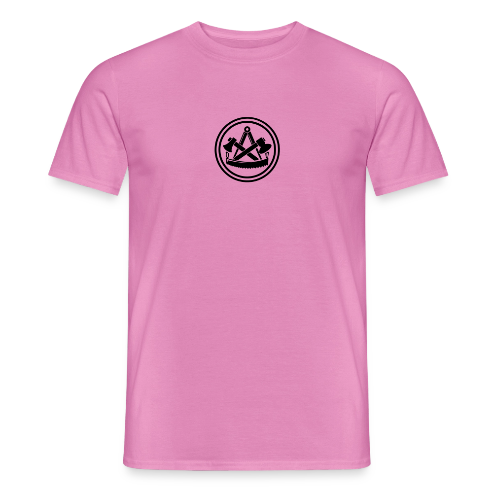 Unisex Zimmermann T-Shirt von Spreadconnect, beidseitig bedruckt mit Skull & Zunft Design, handwerklicher Stil, für Männer.