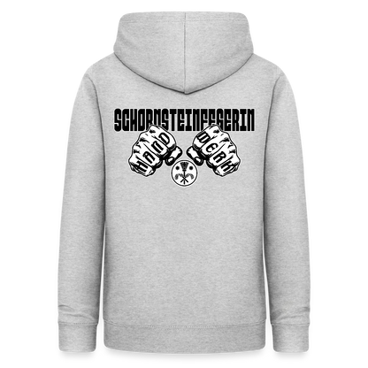 Frauen Hoodie "Schornsteinfegerin" (beidseitig beruckt) Hellgrau meliert Frauen Hoodie