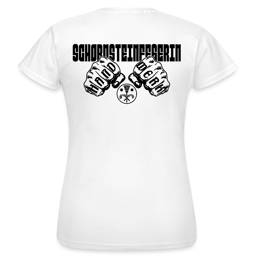 Frauen T-Shirt "Schornsteinfegerin" (beidseitig bedruckt) Weiß Frauen T-Shirt