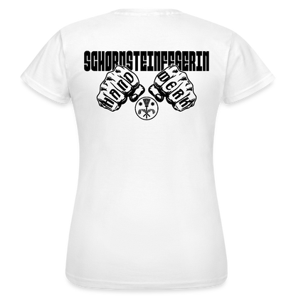 Frauen T-Shirt "Schornsteinfegerin" (beidseitig bedruckt) Weiß Frauen T-Shirt
