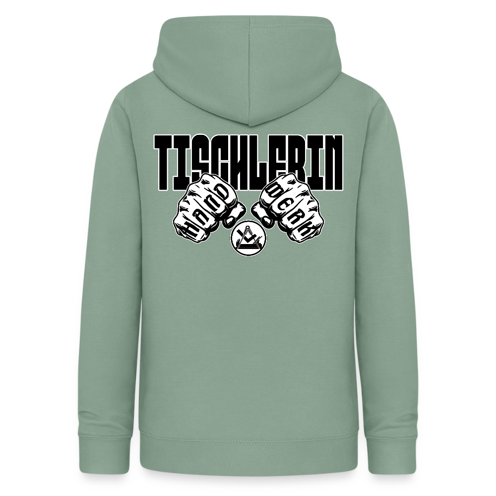 Frauen Hoodie "Tischlerin" (beidseitig beruckt) Graugrün Frauen Hoodie