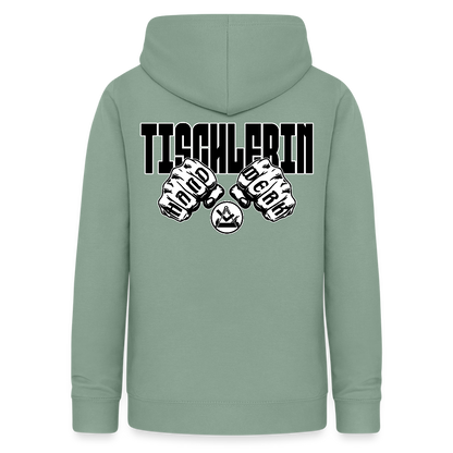 Frauen Hoodie "Tischlerin" (beidseitig beruckt) Graugrün Frauen Hoodie