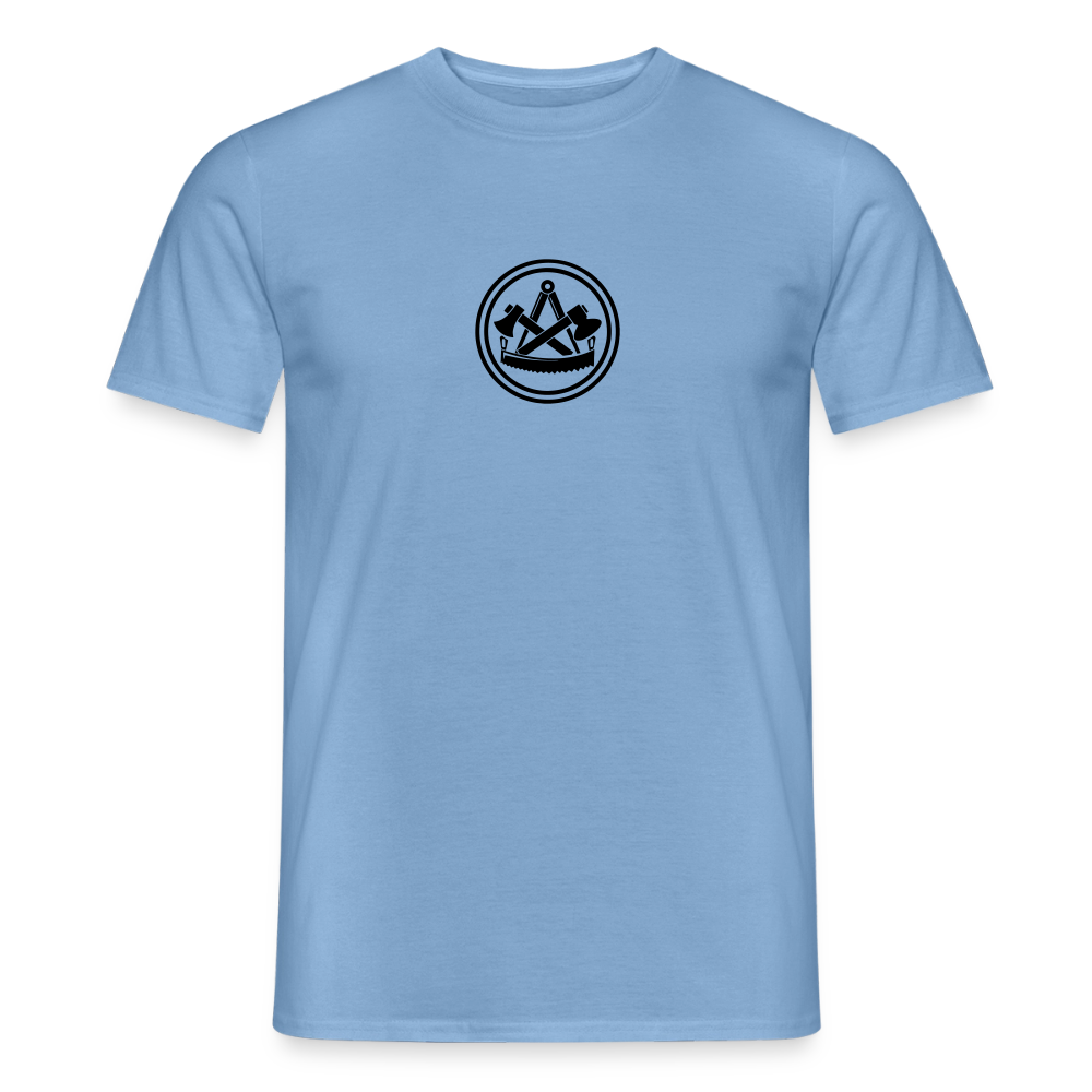 Unisex Handwerker T-Shirt von Spreadconnect mit beidseitigem Druck, Skull & Zunft Design, aus weichem Baumwollstoff.