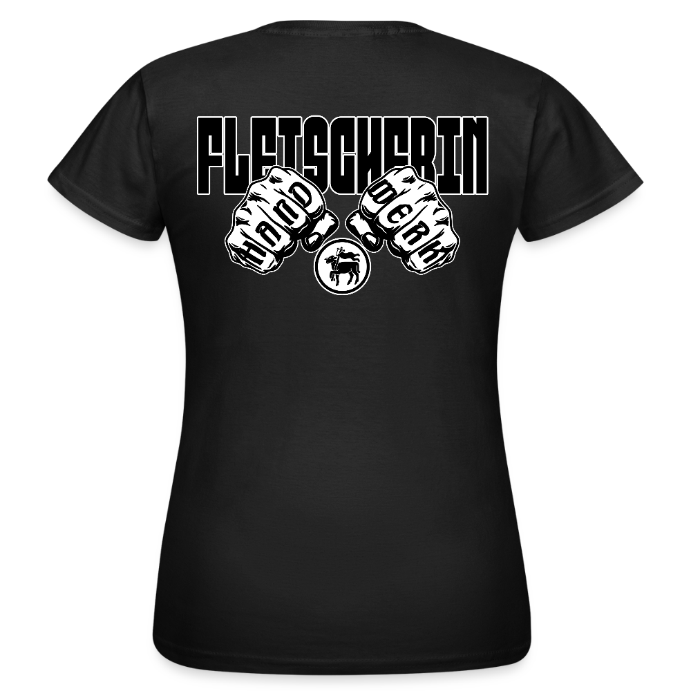 Frauen T-Shirt "Fleischerin" (beidseitig bedruckt) Schwarz Frauen T-Shirt