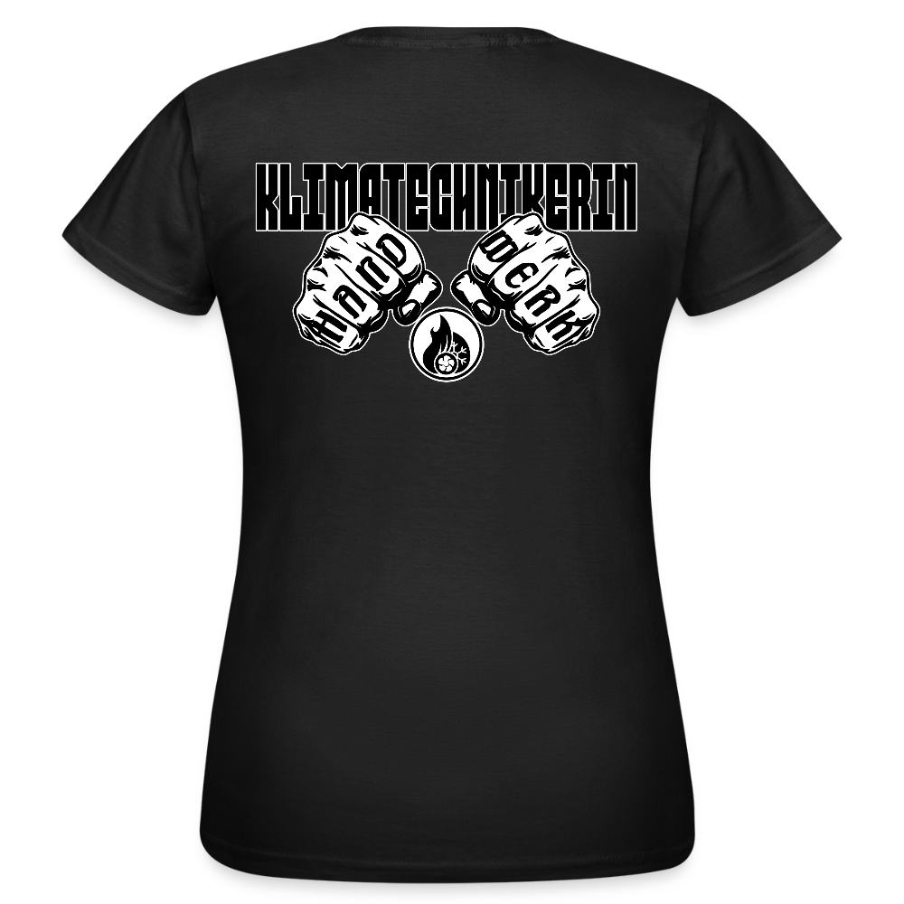 Frauen T-Shirt "Klimatechnikerin" (beidseitig bedruckt) - Schwarz