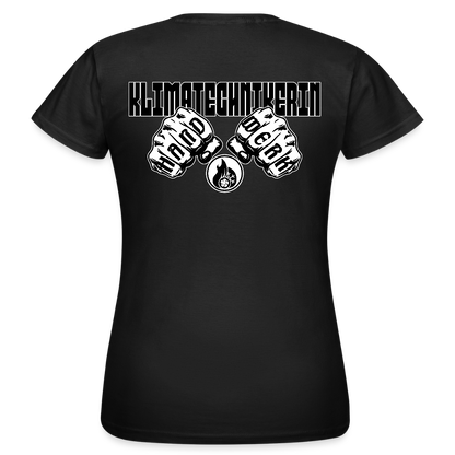 Frauen T-Shirt "Klimatechnikerin" (beidseitig bedruckt) - Schwarz