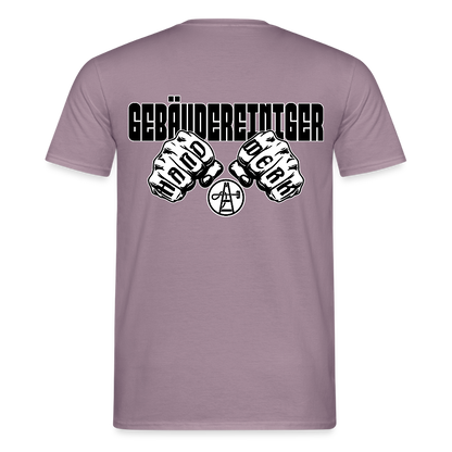 Unisex T-Shirt "Gebäudereiniger" (beidseitig bedruckt) - Lilagrau 
