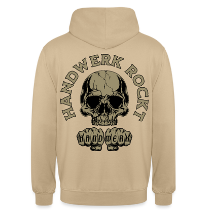 Unisex Hoodie "Handwerk-Rockt" (beidseitig bedruckt) - Beige