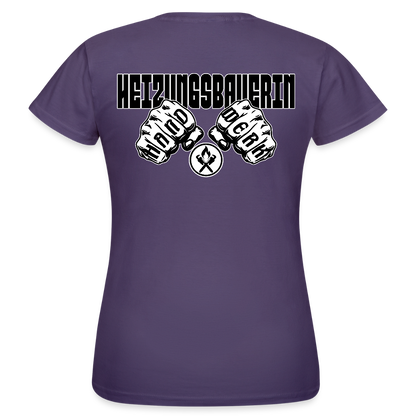 Frauen T-Shirt "Heizungsbauerin" (beidseitig bedruckt) Dunkellila Frauen T-Shirt