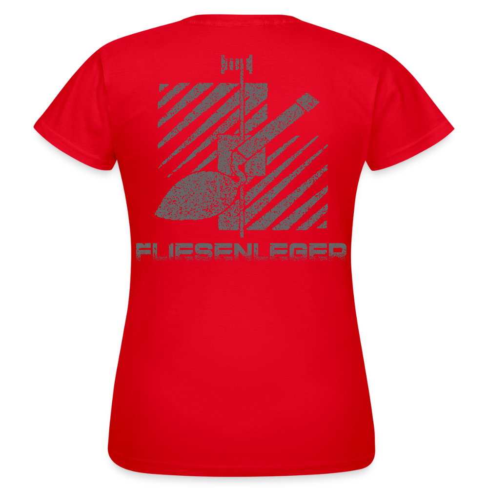Frauen T-Shirt "Fliesenleger" (hinten bedruckt) Rot Frauen T-Shirt