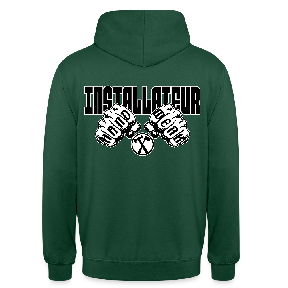 Unisex Hoodie "Installateur" (beidseitig bedruckt) Flaschengrün Unisex Hoodie