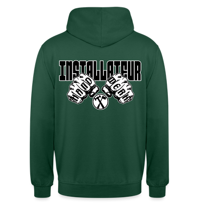 Unisex Hoodie "Installateur" (beidseitig bedruckt) Flaschengrün Unisex Hoodie
