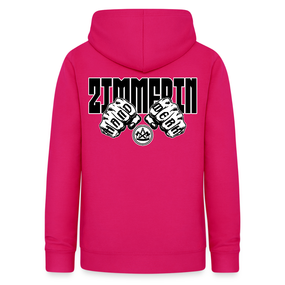 Frauen Hoodie "Zimmerin" (beidseitig beruckt) dunkles Pink Frauen Hoodie