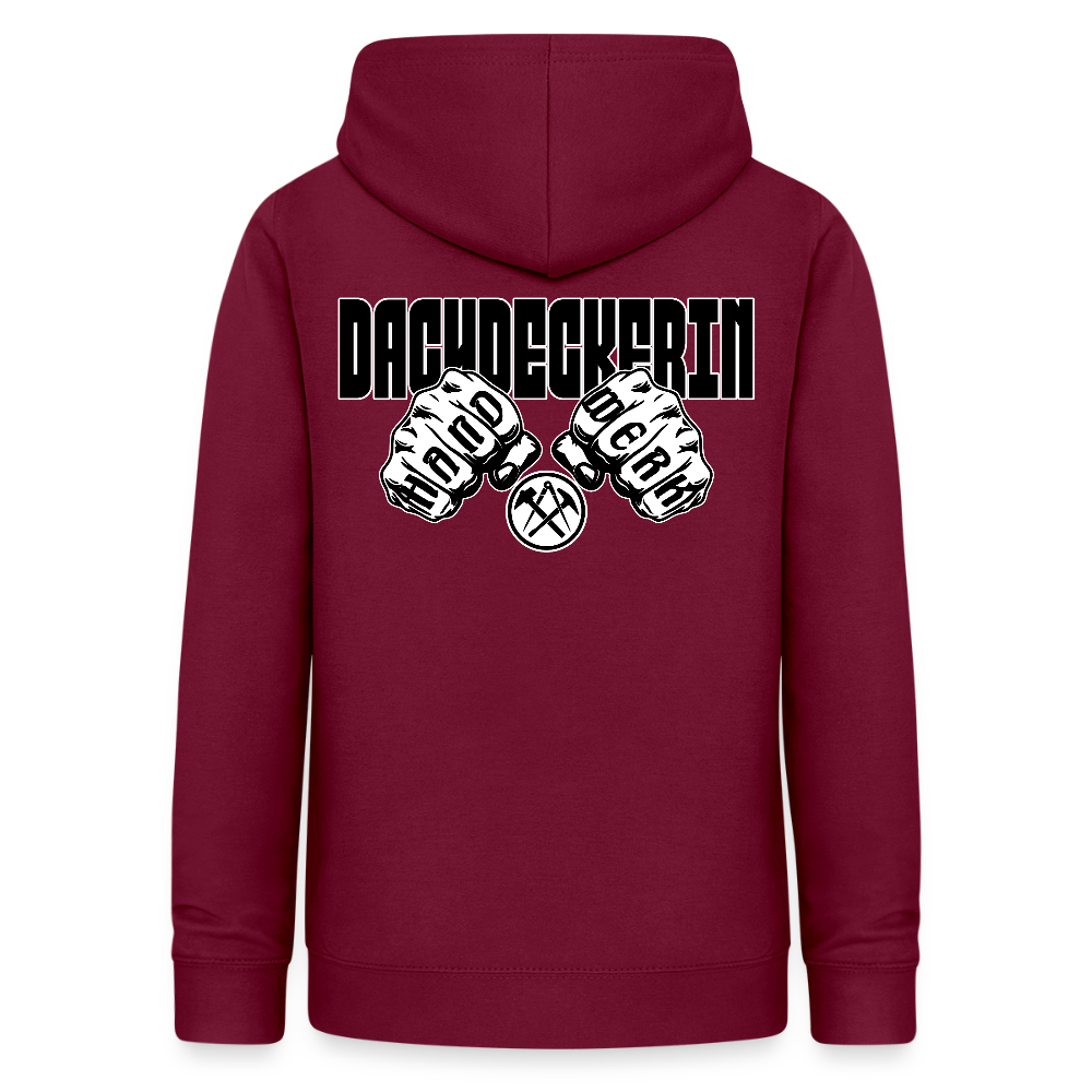 Frauen Hoodie "Dachdeckerin" (beidseitig beruckt) Bordeaux Frauen Hoodie