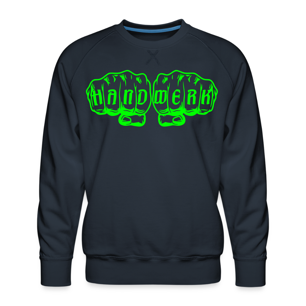 Unisex Premium Pullover "Gerüstbauer" neongrün - Navy