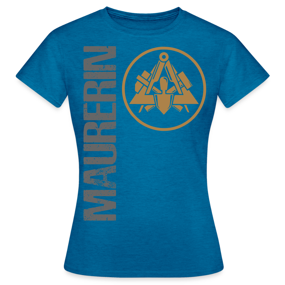 Frauen T-Shirt "Maurerin" Antikblaues Saphir meliert Frauen T-Shirt