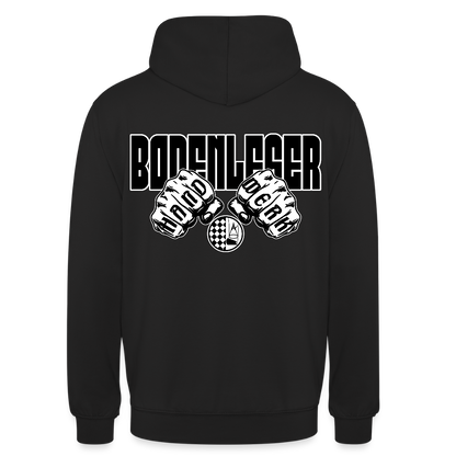 Unisex Hoodie "Bodenleger" (beidseitig bedruckt) - Schwarz