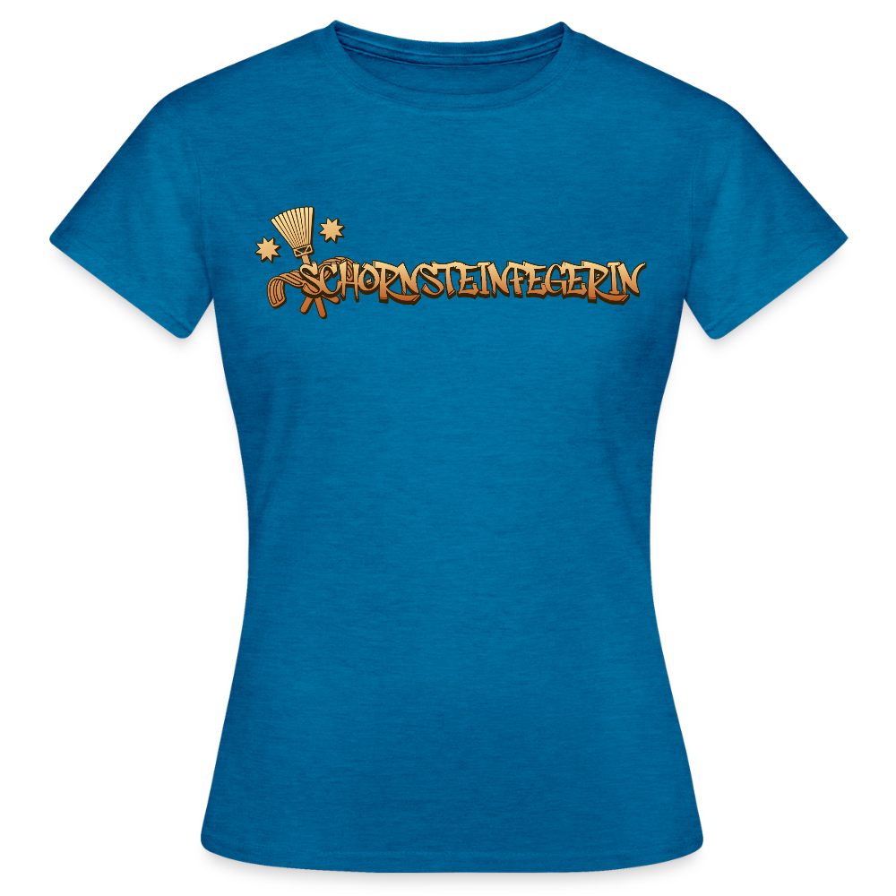 Frauen T-Shirt "Schornsteinfegerin" Antikblaues Saphir meliert Frauen T-Shirt