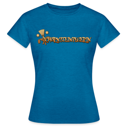 Frauen T-Shirt "Schornsteinfegerin" Antikblaues Saphir meliert Frauen T-Shirt