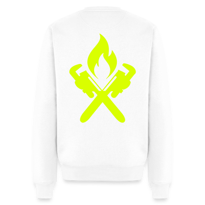 Unisex Premium Pullover "Heizungsbauer" neongelb Weiß Männer Premium Pullover
