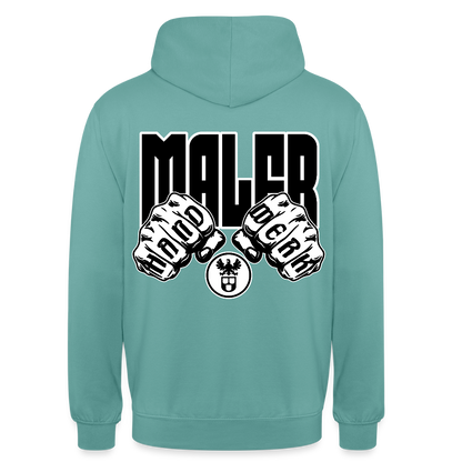 Unisex Hoodie "Maler" (beidseitig bedruckt) Pastelltürkis Unisex Hoodie