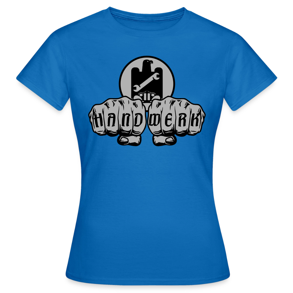 Frauen T-Shirt "KFZ-Mechaniker"-Power von Spreadconnect, blaues Damen T-Shirt mit Mechaniker-Design, bequeme Passform, ideal für Frauen.
