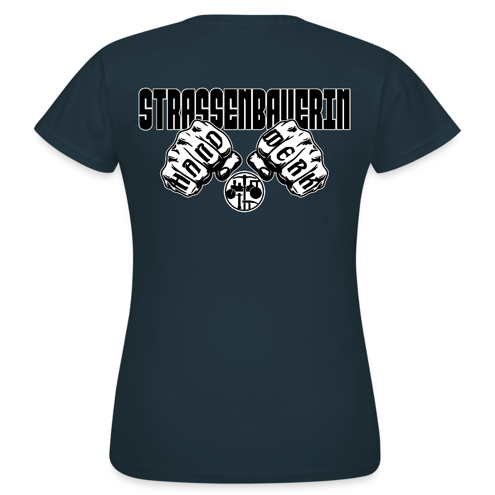 Frauen T-Shirt "Strassenbauerin" (beidseitig bedruckt) Navy Frauen T-Shirt
