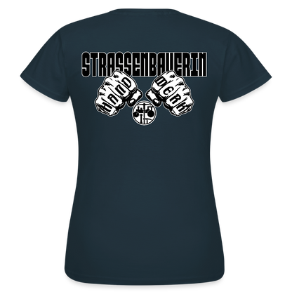Frauen T-Shirt "Strassenbauerin" (beidseitig bedruckt) Navy Frauen T-Shirt