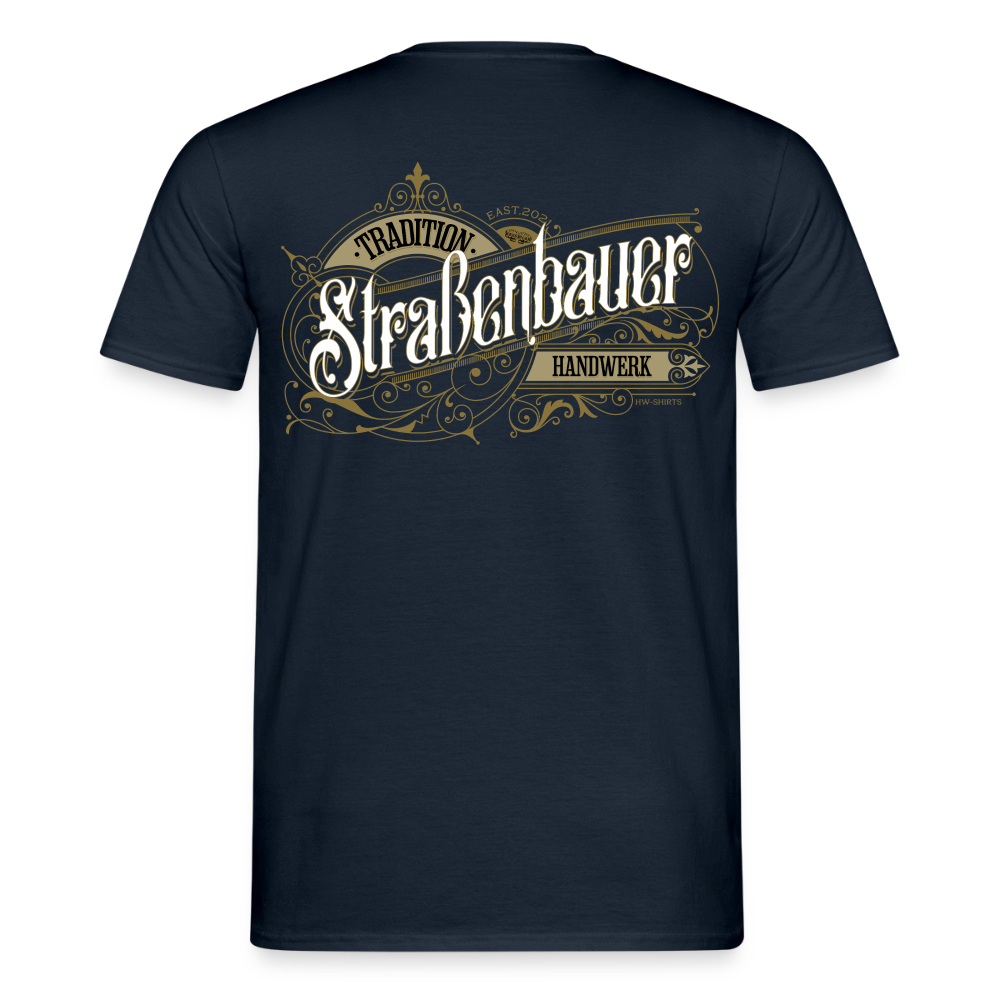 Unisex T-Shirt "Strassenbauer" von Spreadconnect, bequemes Männer T-Shirt mit nostalgischem Baustellen-Design, weiße Farbe