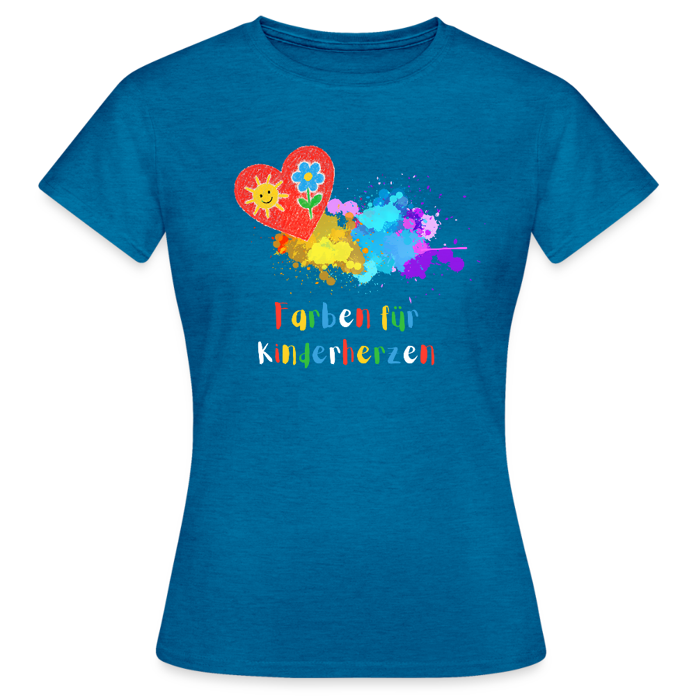 Frauen T-Shirt "Farben für Kinderherzen" Antikblaues Saphir meliert Frauen T-Shirt