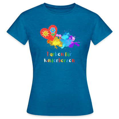 Frauen T-Shirt "Farben für Kinderherzen" Antikblaues Saphir meliert Frauen T-Shirt