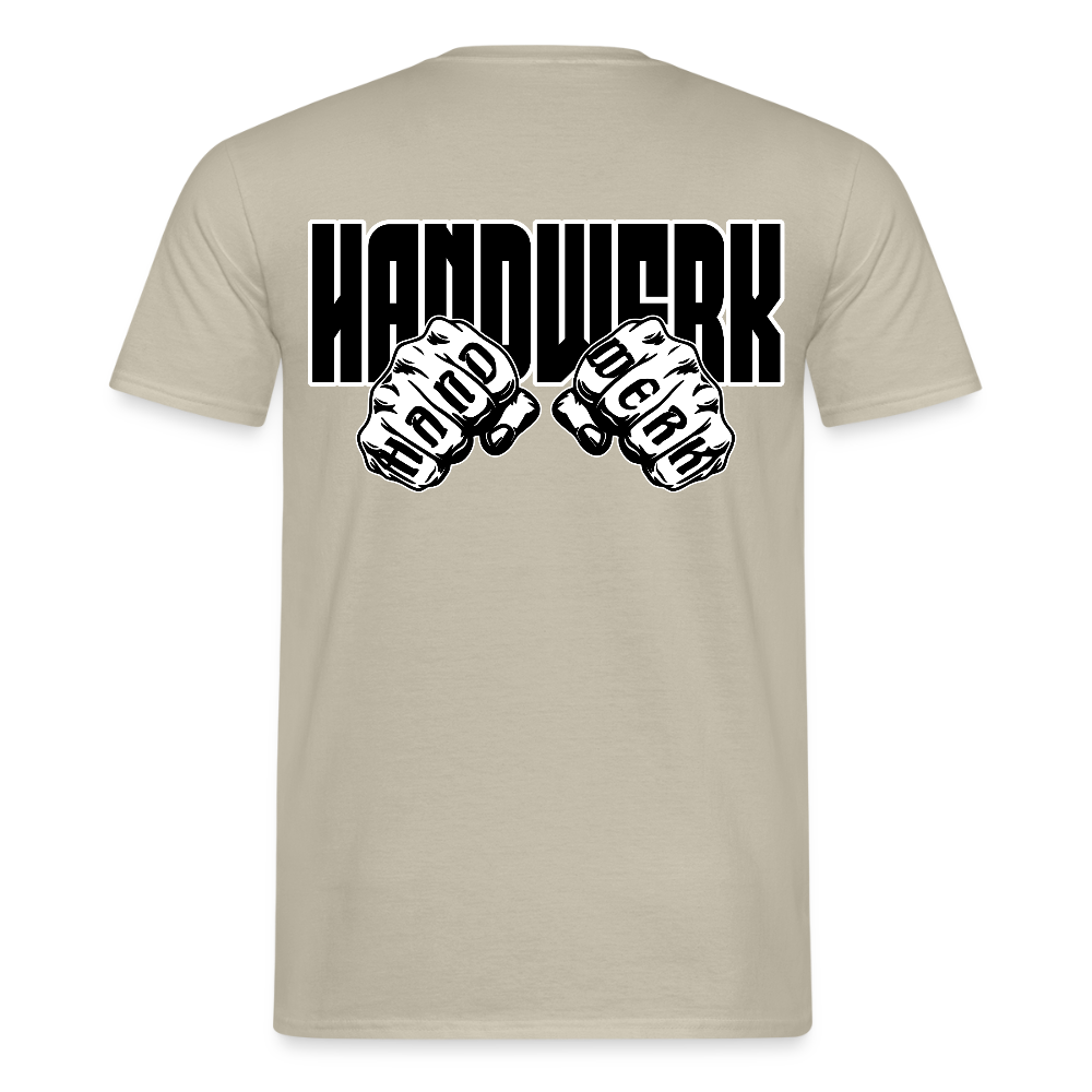 Unisex T-Shirt "Handwerk" (beidseitig bedruckt) Sandbeige Männer T-Shirt