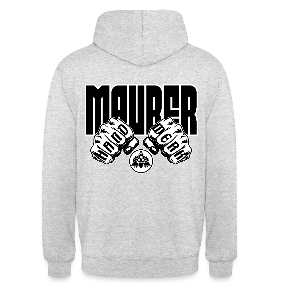 Unisex Hoodie "Maurer" (beidseitig bedruckt) Hellgrau meliert Unisex Hoodie
