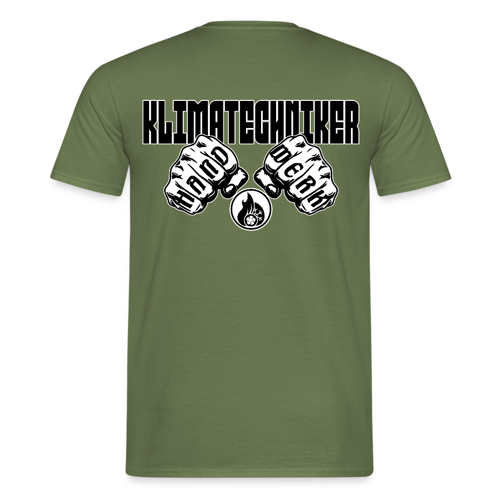 Unisex T-Shirt "Klimatechniker" (beidseitig bedruckt) Militärgrün Männer T-Shirt