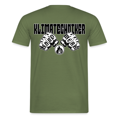 Unisex T-Shirt "Klimatechniker" (beidseitig bedruckt) Militärgrün Männer T-Shirt