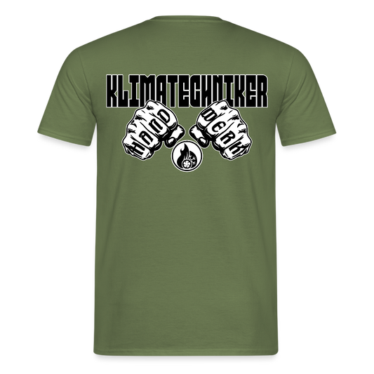 Unisex T-Shirt "Klimatechniker" (beidseitig bedruckt) Militärgrün Männer T-Shirt