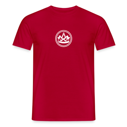 Unisex Zimmermann T-Shirt von Spreadconnect, beidseitig bedruckt mit Handwerker-Design, zeigt Skull und Zunft Motive.