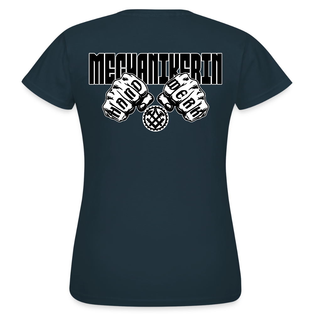 Frauen T-Shirt "Mechanikerin" (beidseitig bedruckt) Navy Frauen T-Shirt