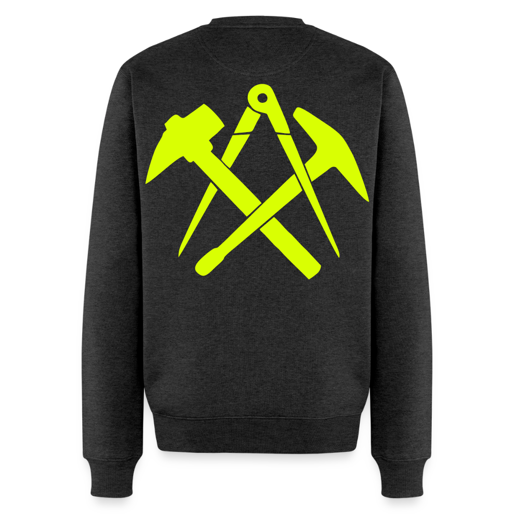 Unisex Premium Pullover "Dachdecker" neongelb Anthrazit meliert Männer Premium Pullover