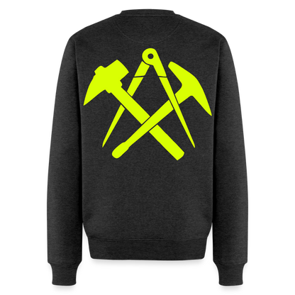 Unisex Premium Pullover "Dachdecker" neongelb Anthrazit meliert Männer Premium Pullover