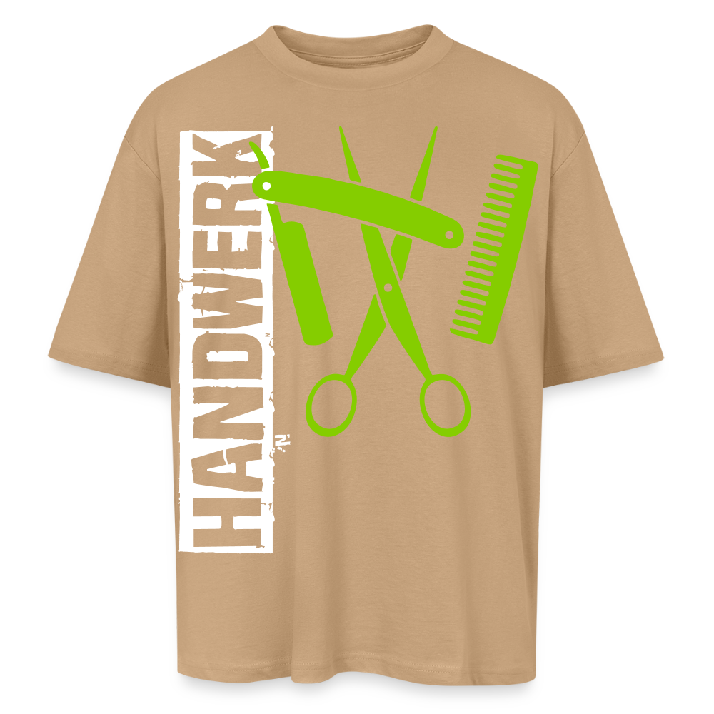 Oversized Unisex T-Shirt "Friseur" Beige Oversized Unisex T-Shirt