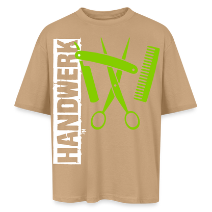 Oversized Unisex T-Shirt "Friseur" Beige Oversized Unisex T-Shirt