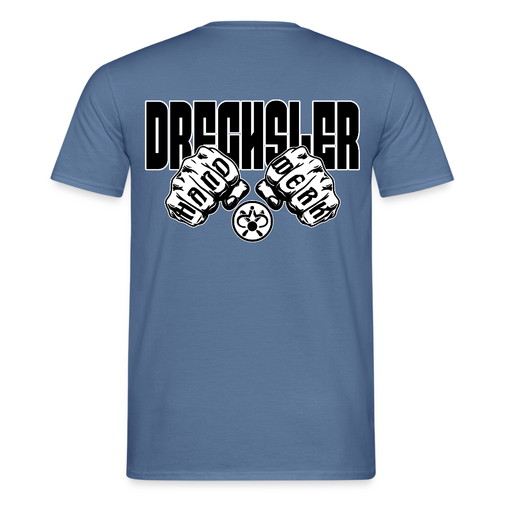 Unisex T-Shirt "Drechsler" (beidseitig bedruckt) Taubenblau Männer T-Shirt